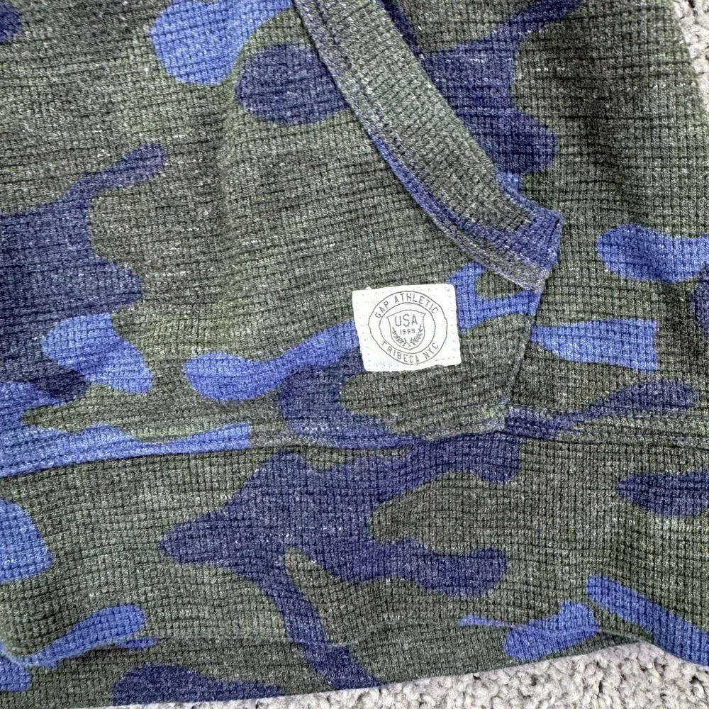 Gap Hoodie Kids XL Blue Camo Knit Pullover Kangaroo Pocket Sweatshirt Top
